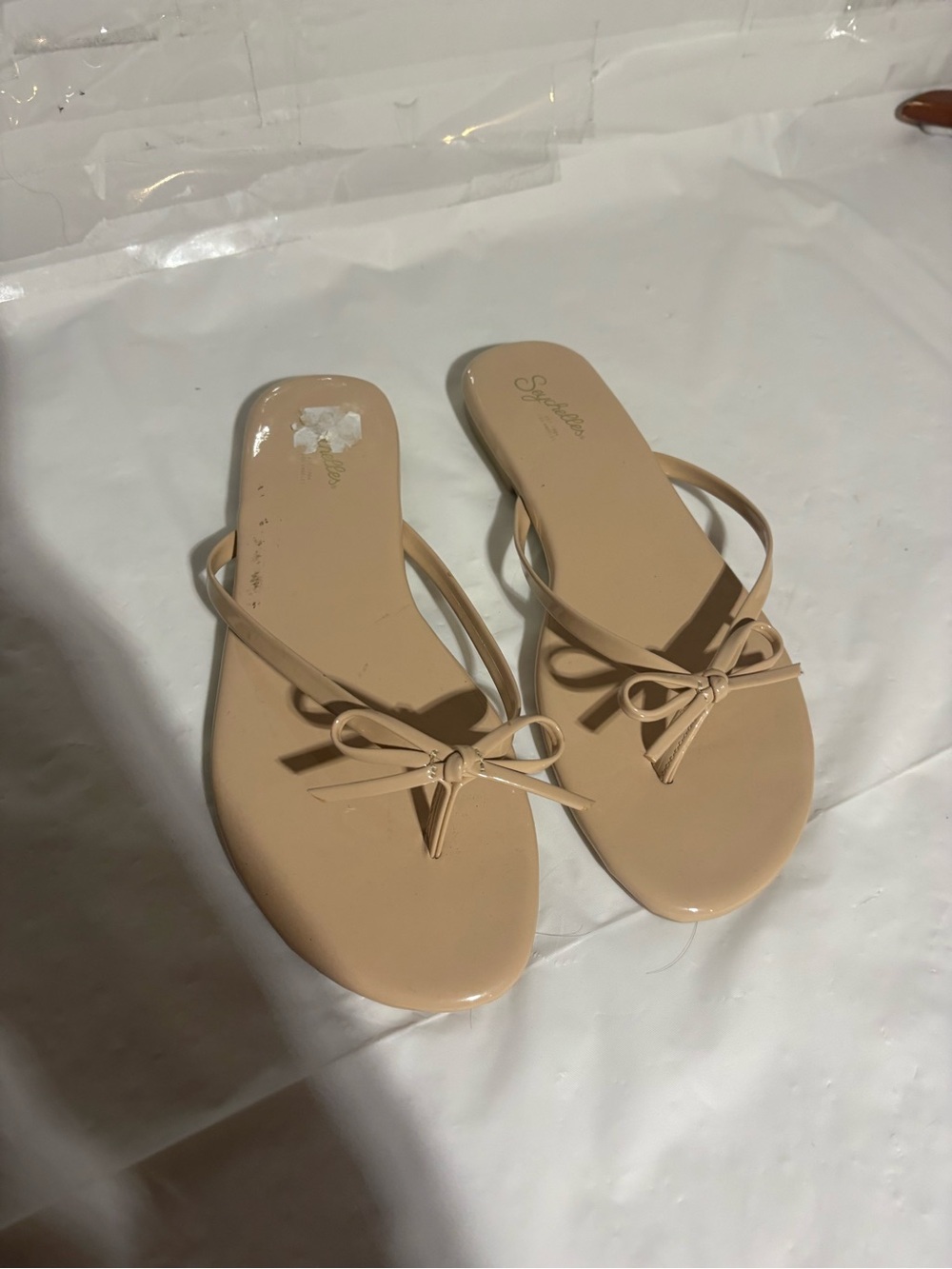 Seychelles Beige Bow Thong Sandals